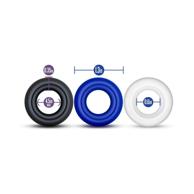 Stay Hard Donut Rings 3-Piece Cockring Set Assorted Colors