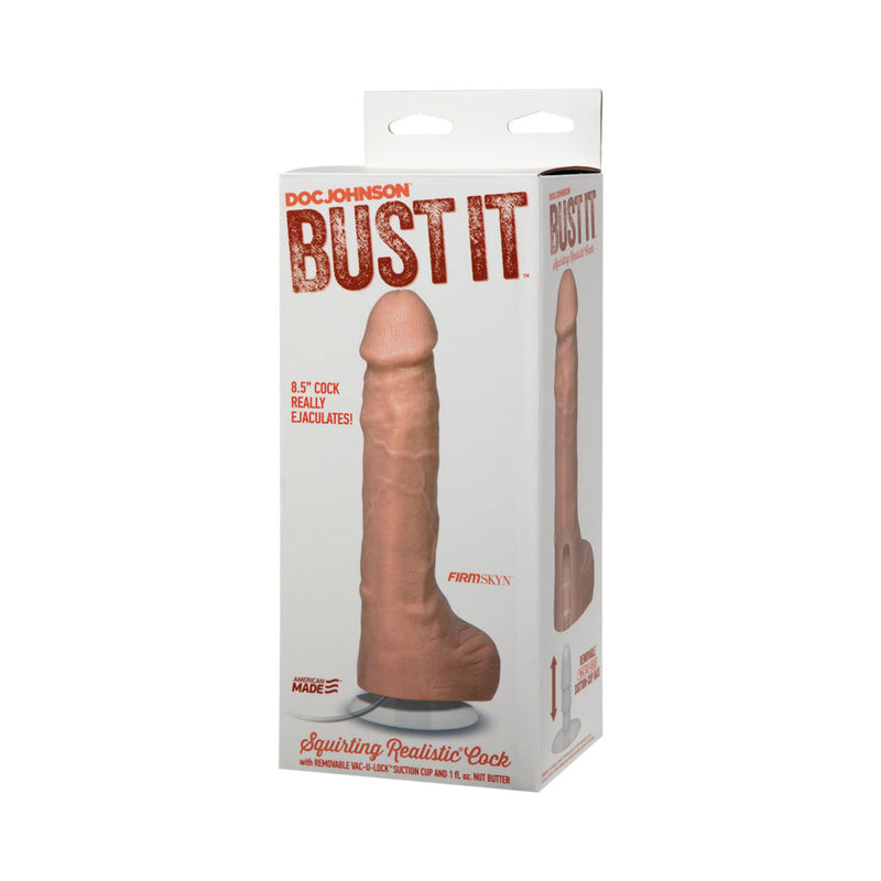 Bust It Squirting Realistic Cock White w/1oz Nut Butter