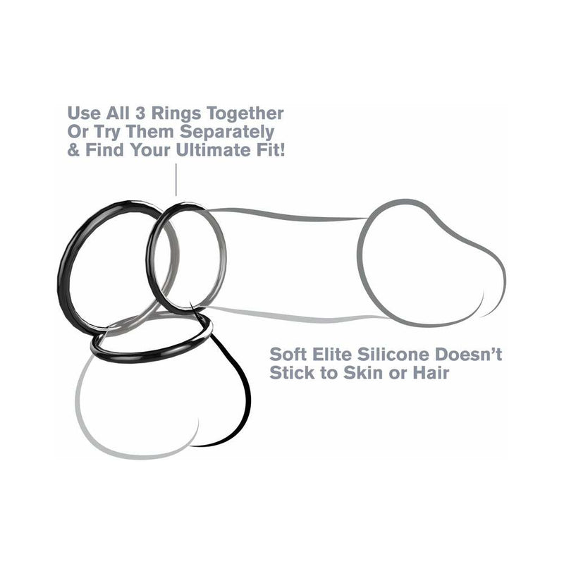 Fantasy C-Ringz Silicone 3-Ring Stamina Set Black