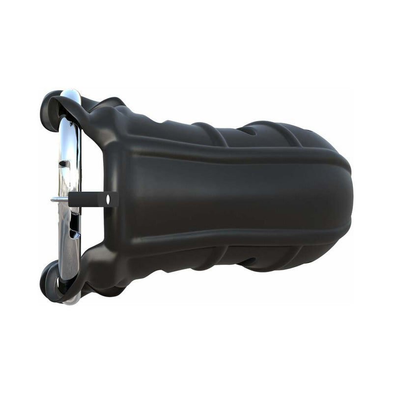 Fantasy C-Ringz Hardcore Silicone Cock Blocker Locking Chastity Cage Black