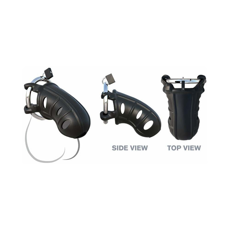 Fantasy C-Ringz Hardcore Silicone Cock Blocker Locking Chastity Cage Black