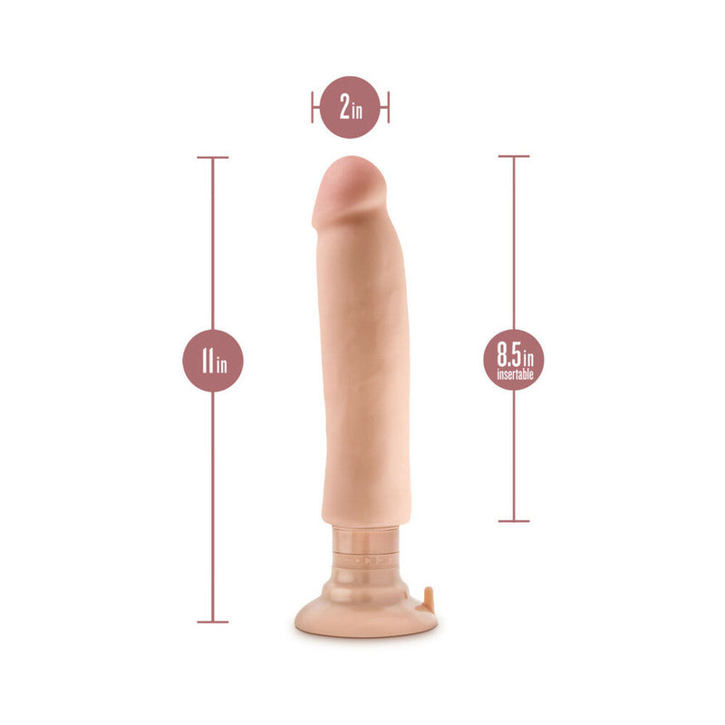 Au Naturel 11 in. Magnum Vibrating Dong Dual Density Dildo Beige