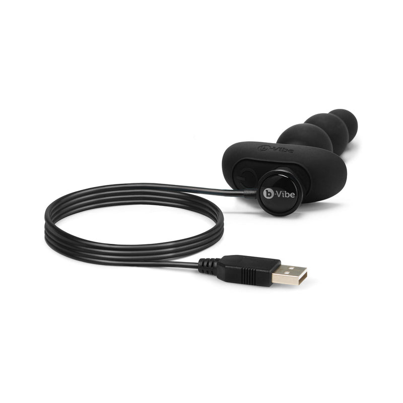 b-Vibe Triplet Rechargeable Remote-Controlled Vibrating Anal Beads Plug Black