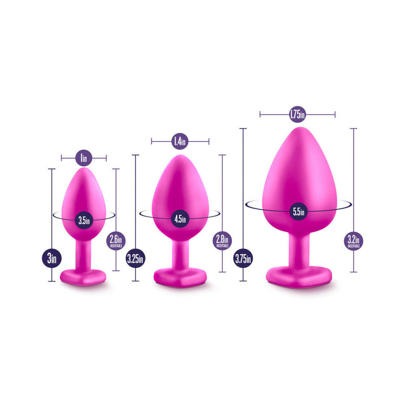 Luxe 3-Piece Bling Plug Training Kit with White Gem Base Pink