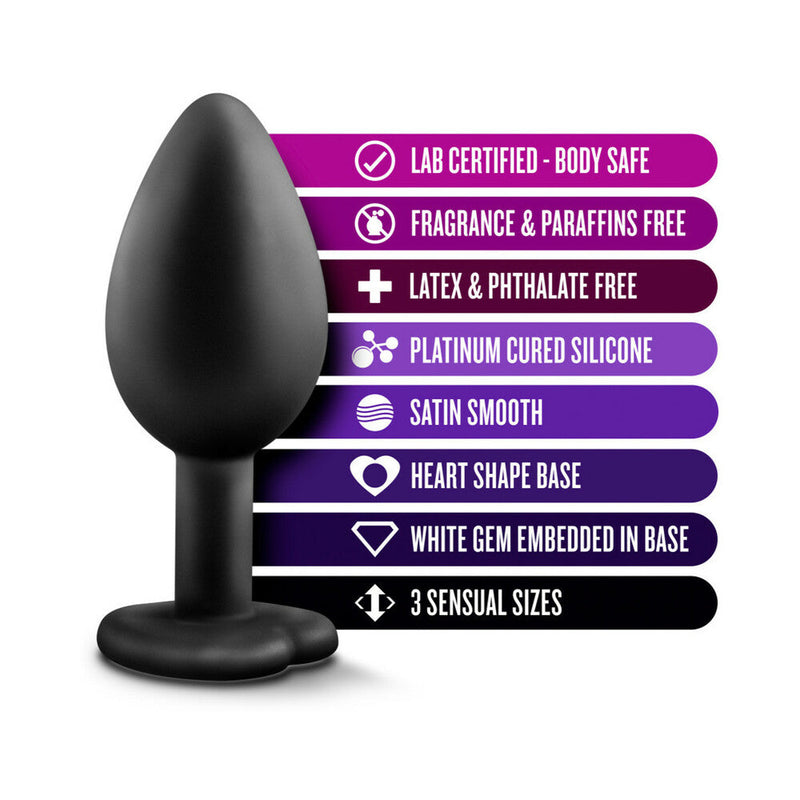 Luxe 3-Piece Bling Plug Training Kit with White Gem Base Black