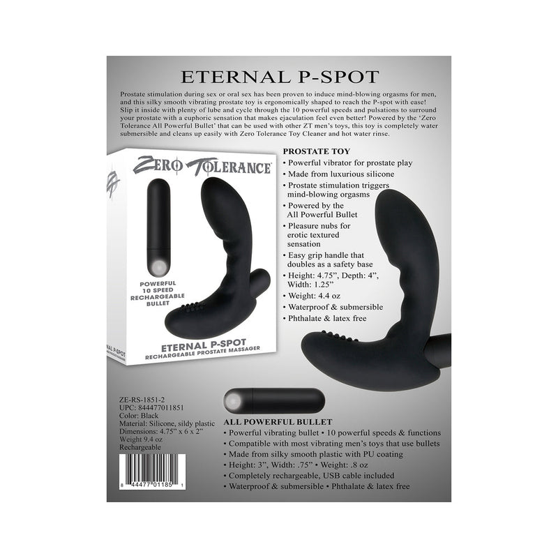 Zero Tolerance Eternal P-Spot Rechargeable Vibrating Prostate Massager Black