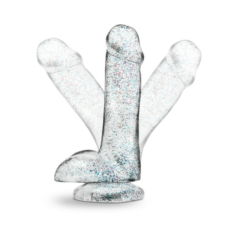 Naturally Yours 6 in. Glitter Cock Realistic Dildo with Balls Sparkling Clear