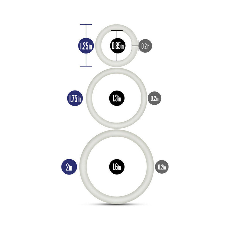 Performance VS4 Pure Premium Silicone Cockrings 3-Pack Set White