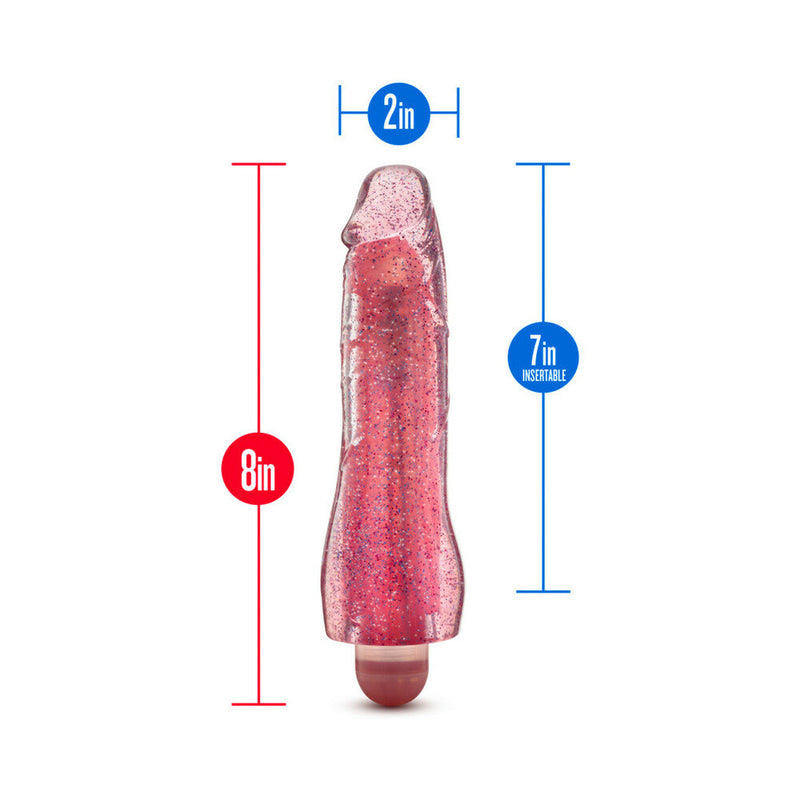 Glow Dicks Molly Color Changing 8 in. Vibrating Dildo Glitter Pink
