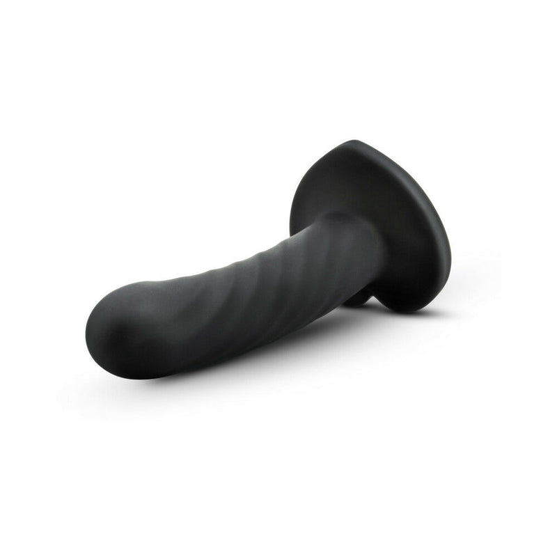 Temptasia Twist 5.5 in. Curved Dildo with Heart-Shaped Suction Cup Medium Black