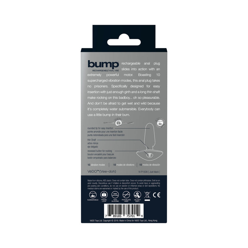 VeDO Bump Rechargeable Anal Vibe - Just Black