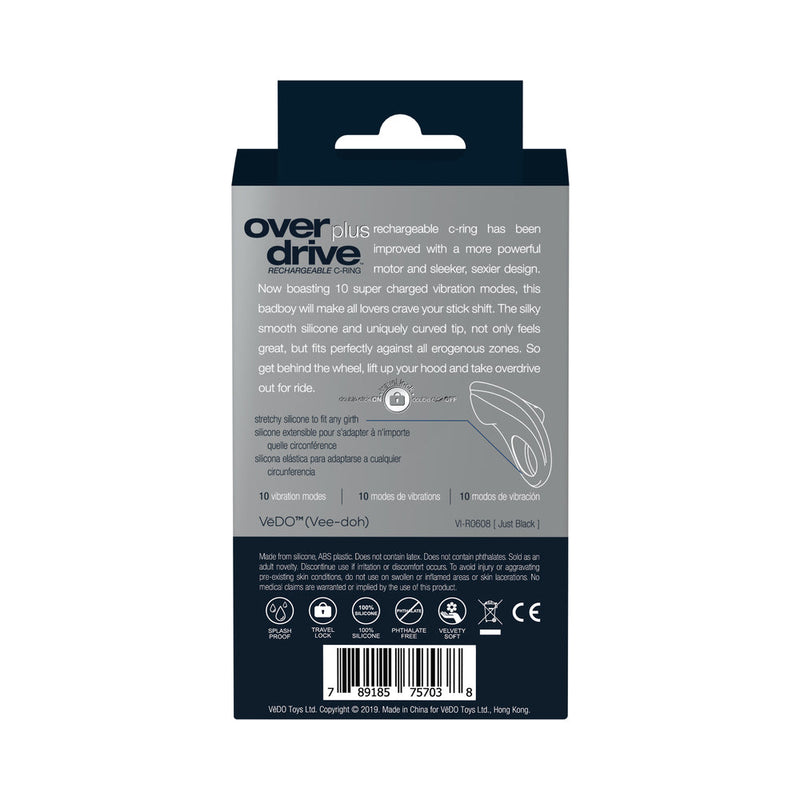 VeDO Overdrive+ Rechargeable Vibrating Ring - Just Black