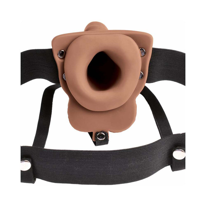Fetish Fantasy Series Rechargeable Vibrating 6 in. Hollow Strap-On With Balls Tan/Black
