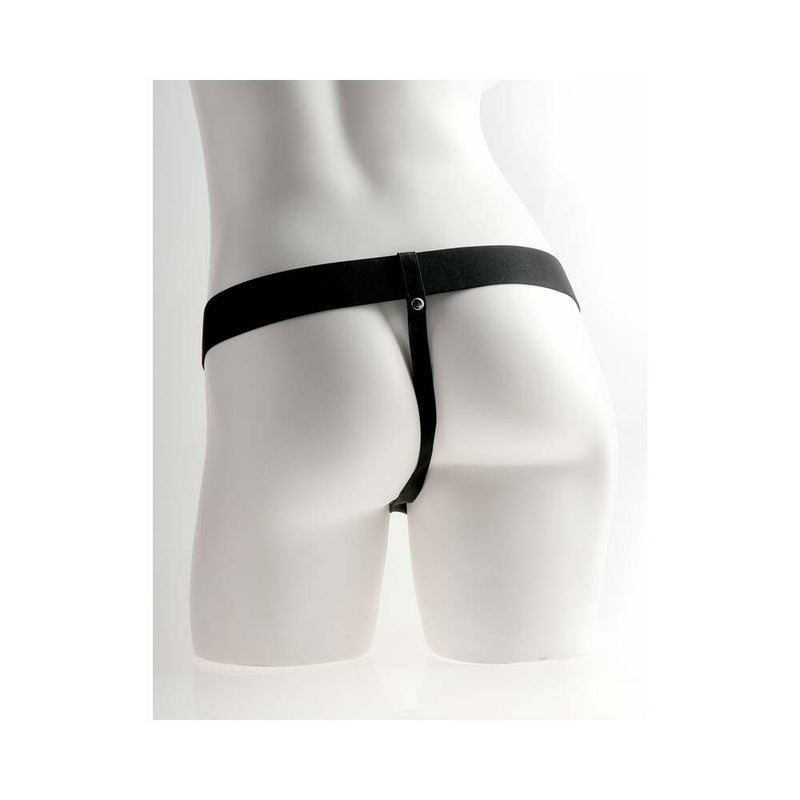 Fetish Fantasy Series Rechargeable Vibrating 6 in. Hollow Strap-On With Balls Tan/Black
