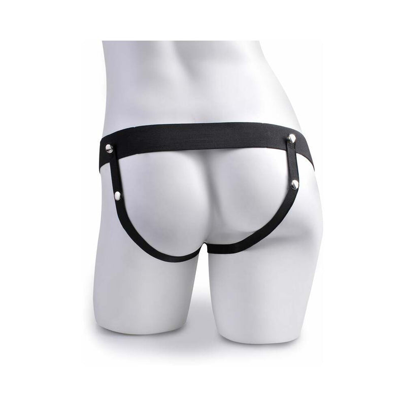 Fetish Fantasy Series Vibrating 10 in. Hollow Strap-On With Balls Tan/Black