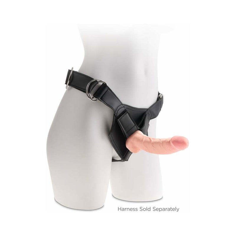 King Cock Plus 8 in. Triple Density Cock With Balls Realistic Suction Cup Dildo Beige