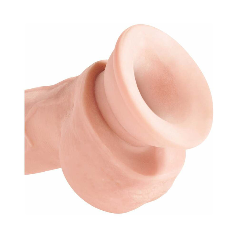 King Cock Plus 8 in. Triple Density Cock With Balls Realistic Suction Cup Dildo Beige
