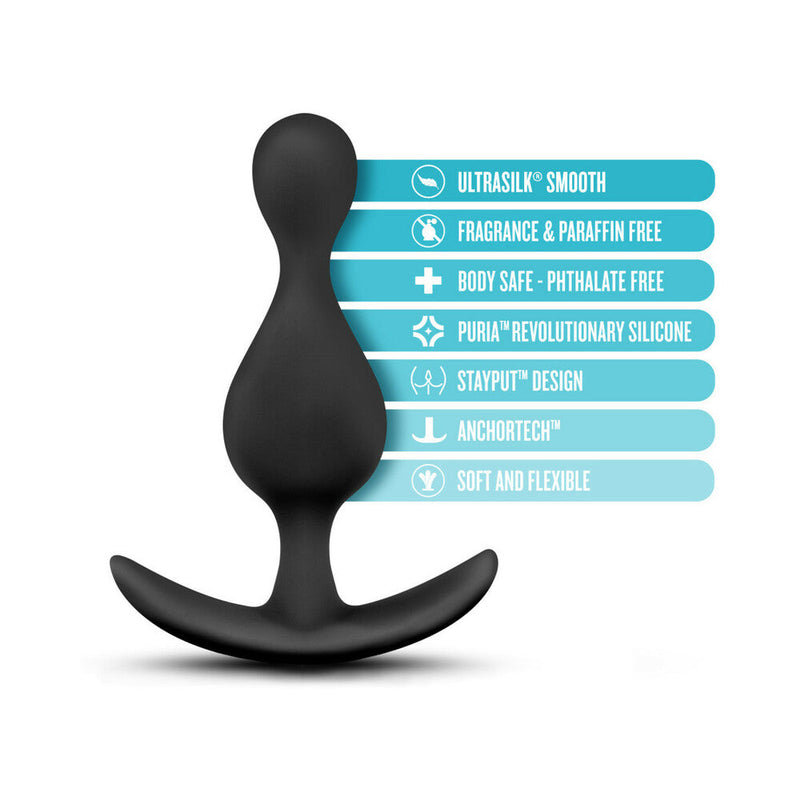 Anal Adventures Platinum Silicone Wave Plug Black