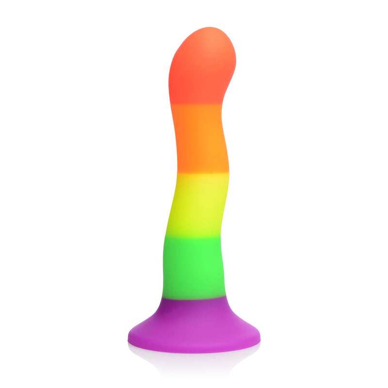 Strap U Proud Rainbow Silicone Dildo with Harness