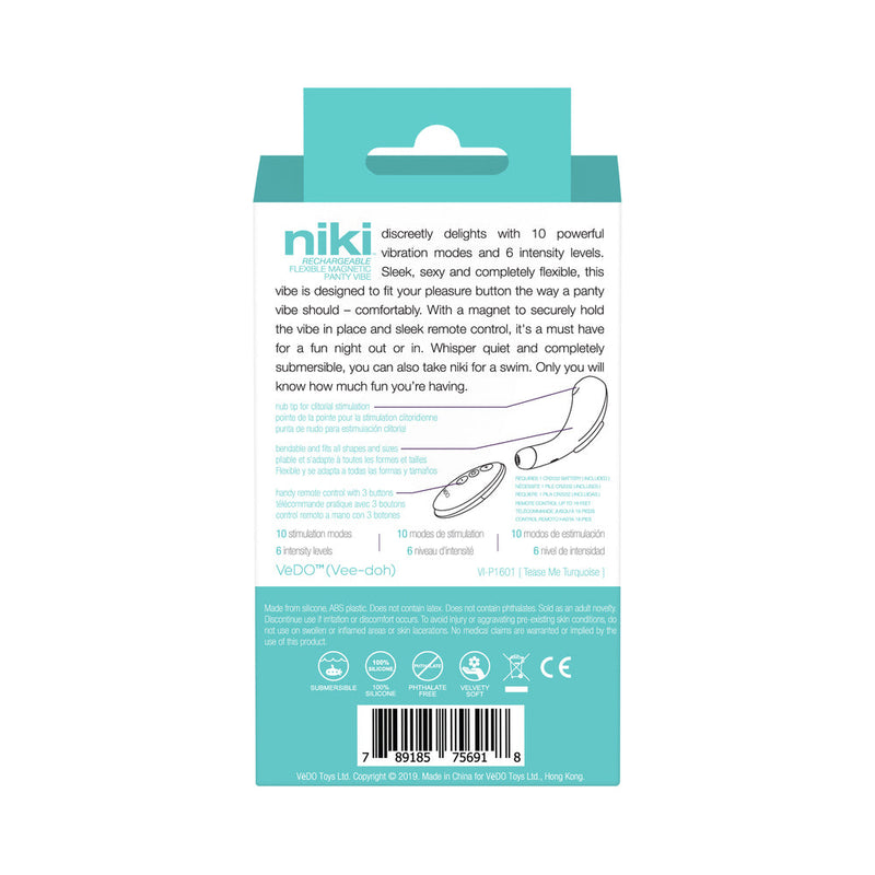 VeDO Niki Rechargeable Panty Vibe Tease Me Turquoise