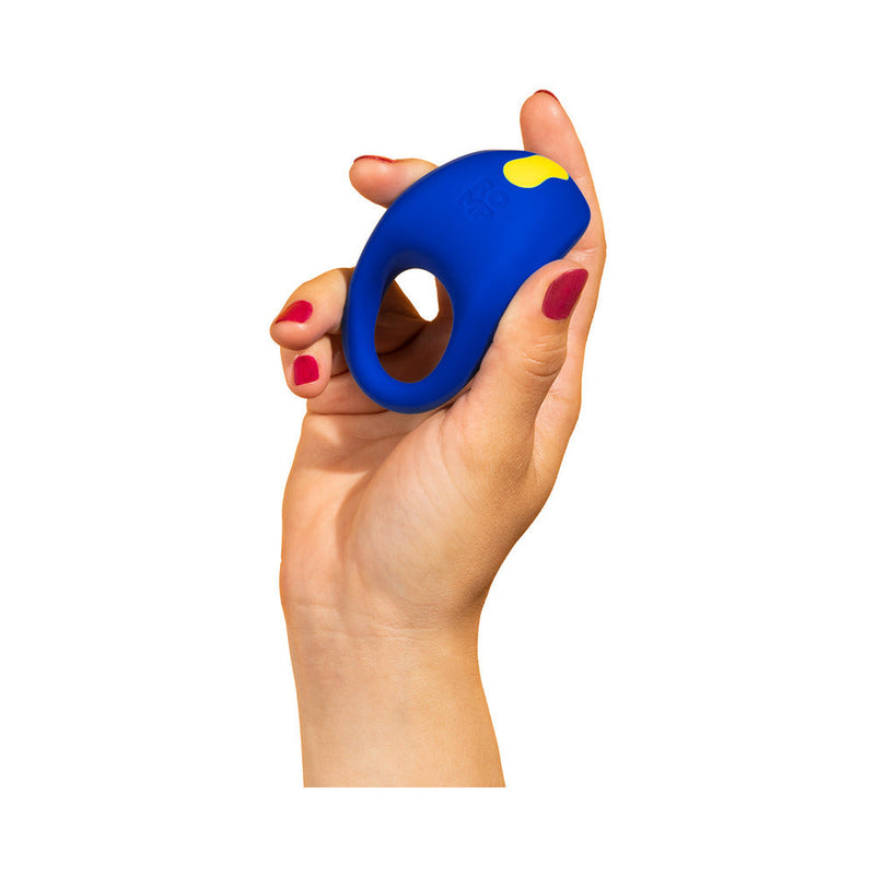 ROMP Juke Rechargeable Silicone Vibrating Penis Ring Light Blue