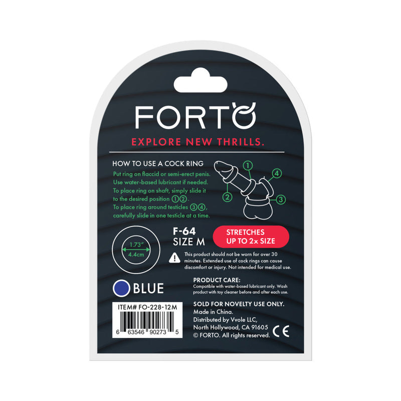 Forto F-64 Wide Liquid Silicone Cockring Medium Blue