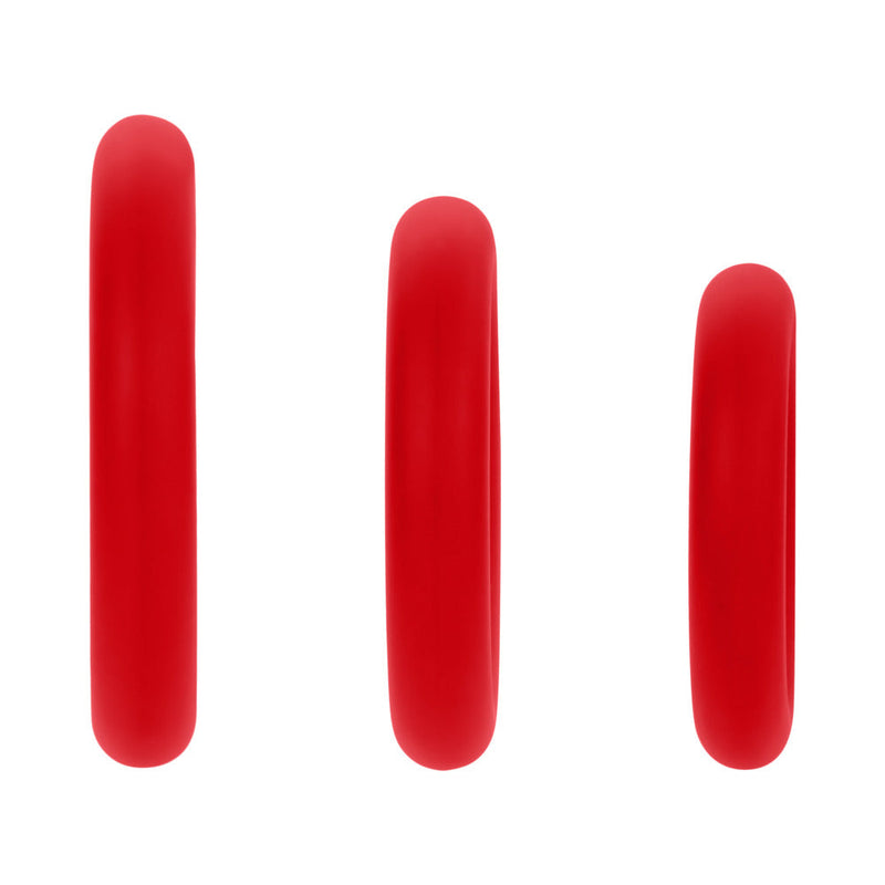 Forto F-61 3-Piece Silicone Cockring Set Red
