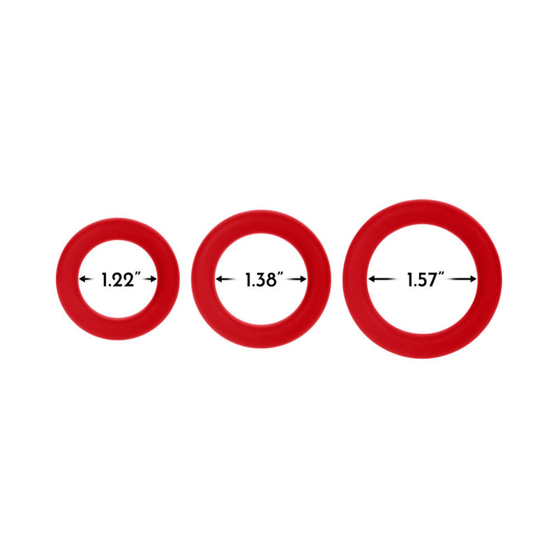 Forto F-61 3-Piece Silicone Cockring Set Red