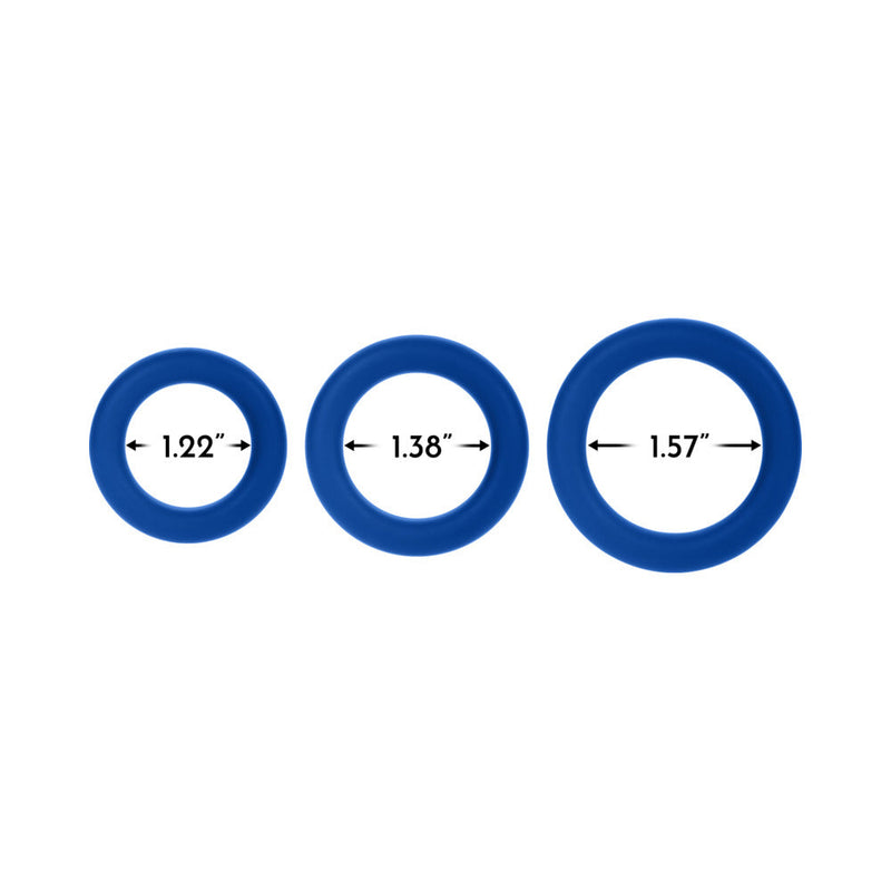 Forto F-61 3-Piece Silicone Cockring Set Blue