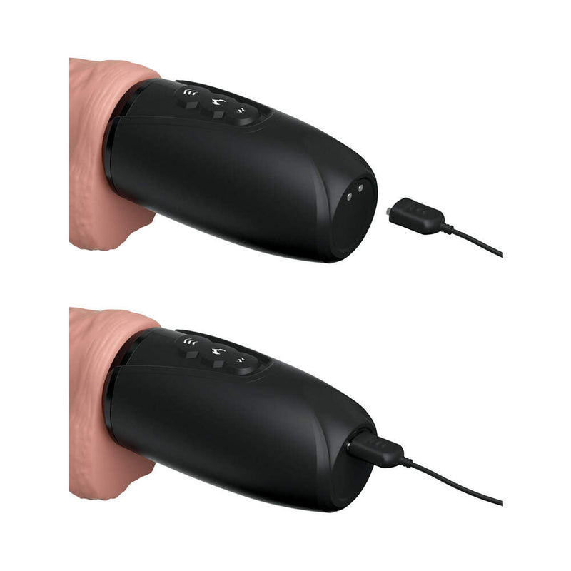 King Cock Plus 6.5 in. Thrusting Cock With Balls Rechargeable Realistic Vibrator Beige