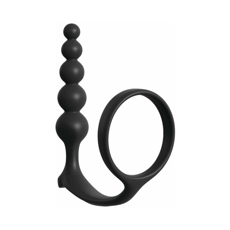 Anal Fantasy Collection Silicone Ass-Gasm Cockring Anal Beads Black