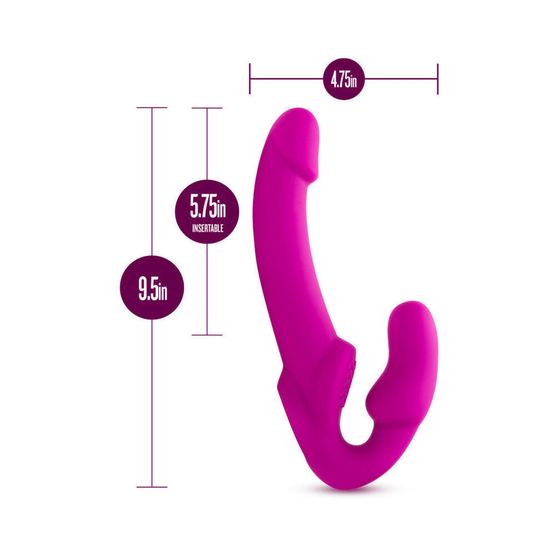 Temptasia Estella 9.5 in. Silicone Strapless Strap-On Dildo with Bullet Vibrator Pink