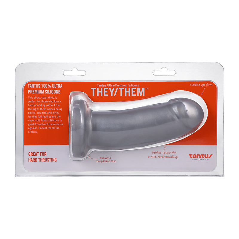 Tantus They/Them Super Soft Dildo Silver