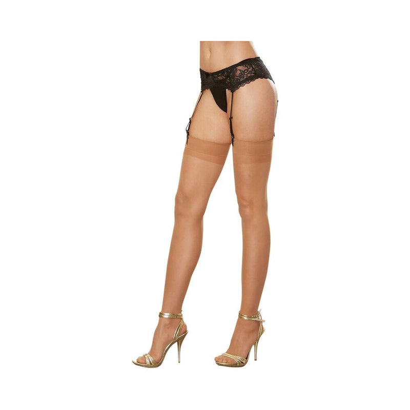 Dreamgirl Sheer Thigh-High Stockings With Plain Top and Back Seam Nude OS