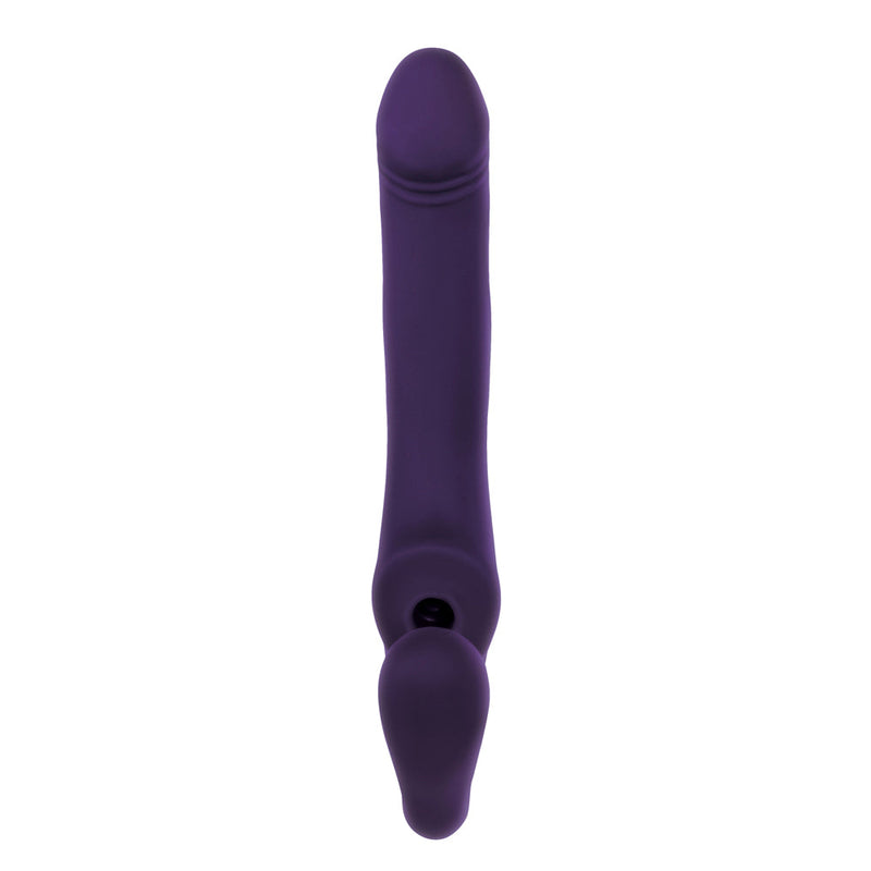 Evolved 2 Become 1 Rechargeable Remote-Controlled Silicone Strapless Strap-On With Suction Purple