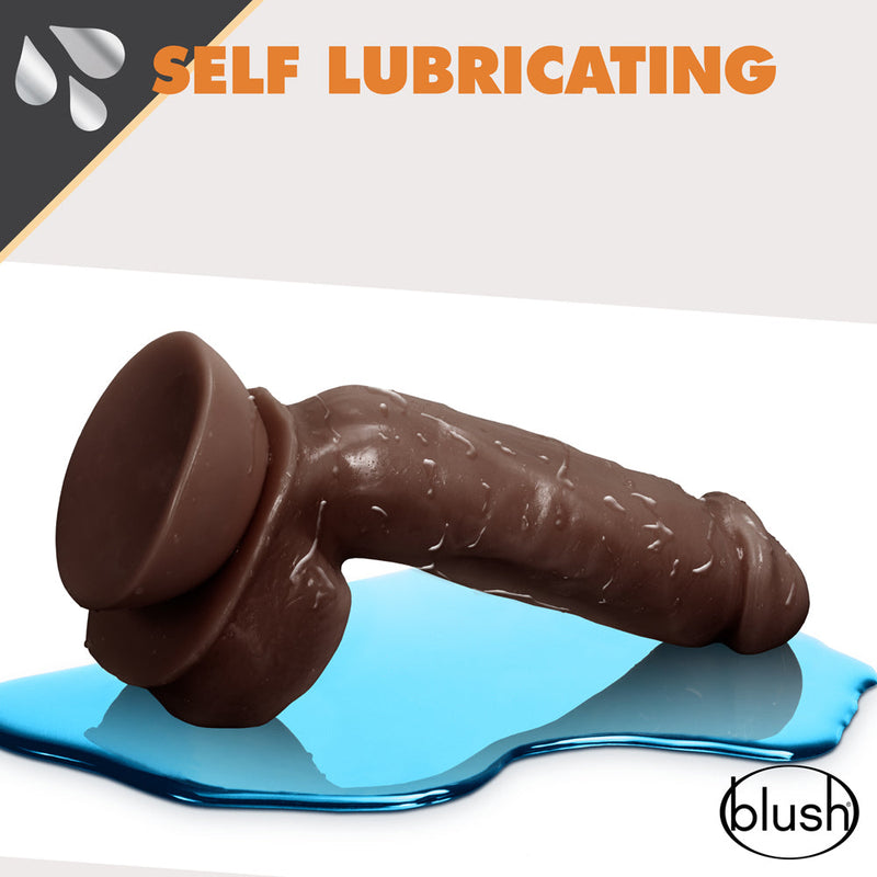 Dr. Skin Glide Realistic 8.5 in. Self-Lubricating Dildo with Balls Brown