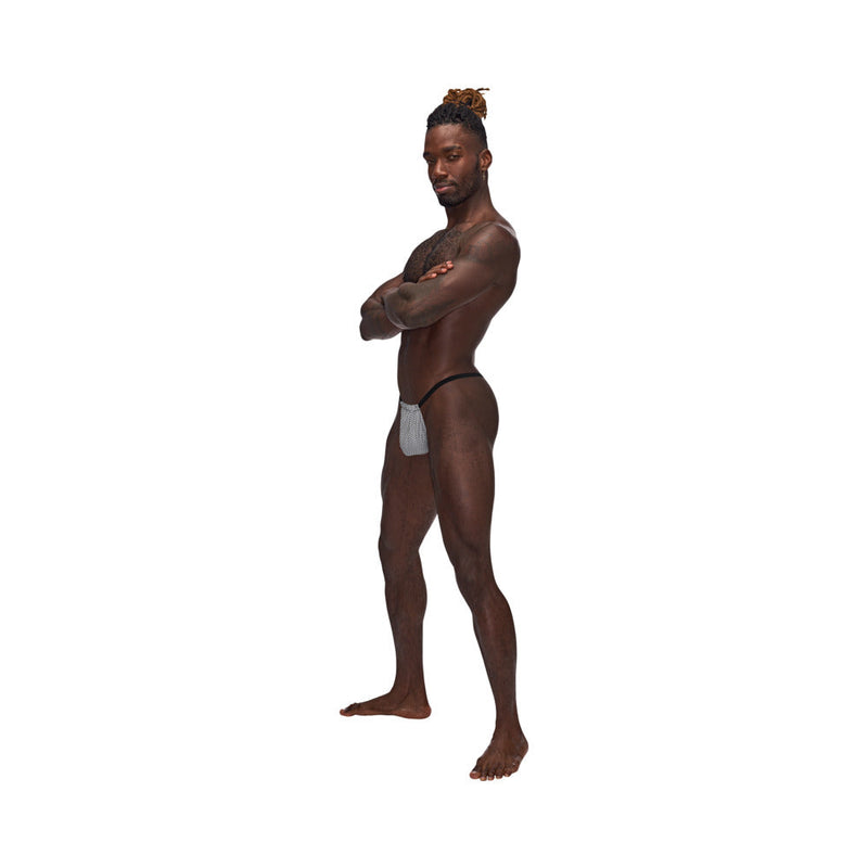Male Power Sexagon Posing Strap Gray O/S