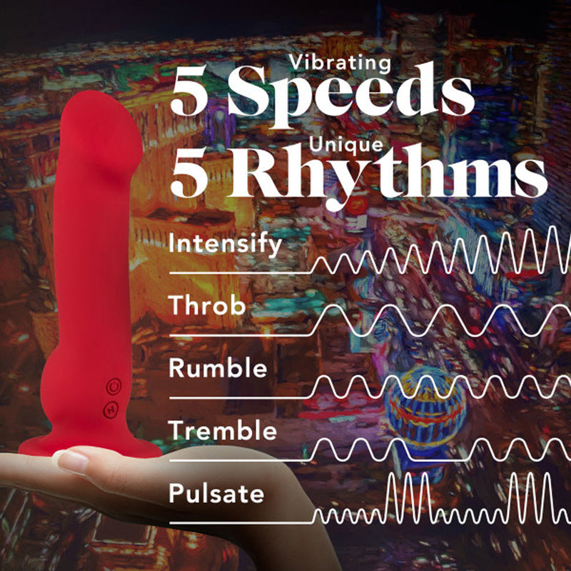 Impressions Las Vegas Rechargeable Silicone 8.25 in. Vibrating Dildo Crimson