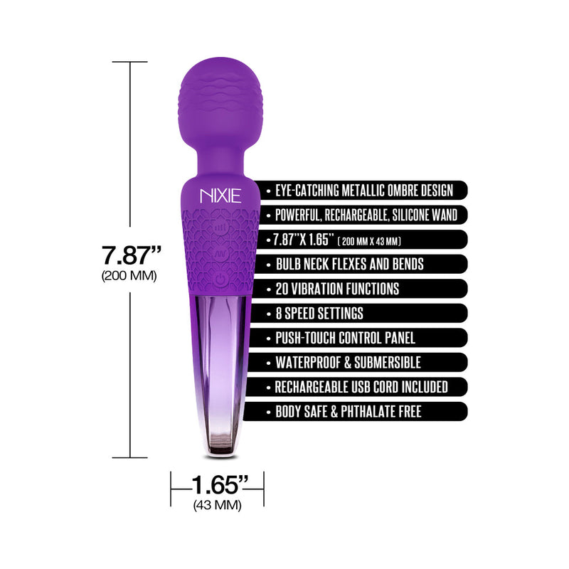 Nixie Rechargeable Wand Massager Purple Ombre Metallic