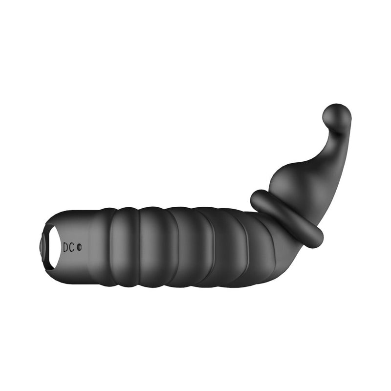 Forto F-24 Rechargeable Silicone Textured Vibrating Cockring Black