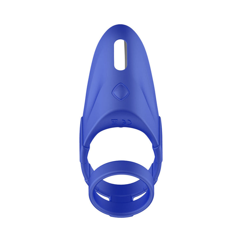Forto F-48 Rechargeable Silicone Perineum Vibrating Double Cockring Blue
