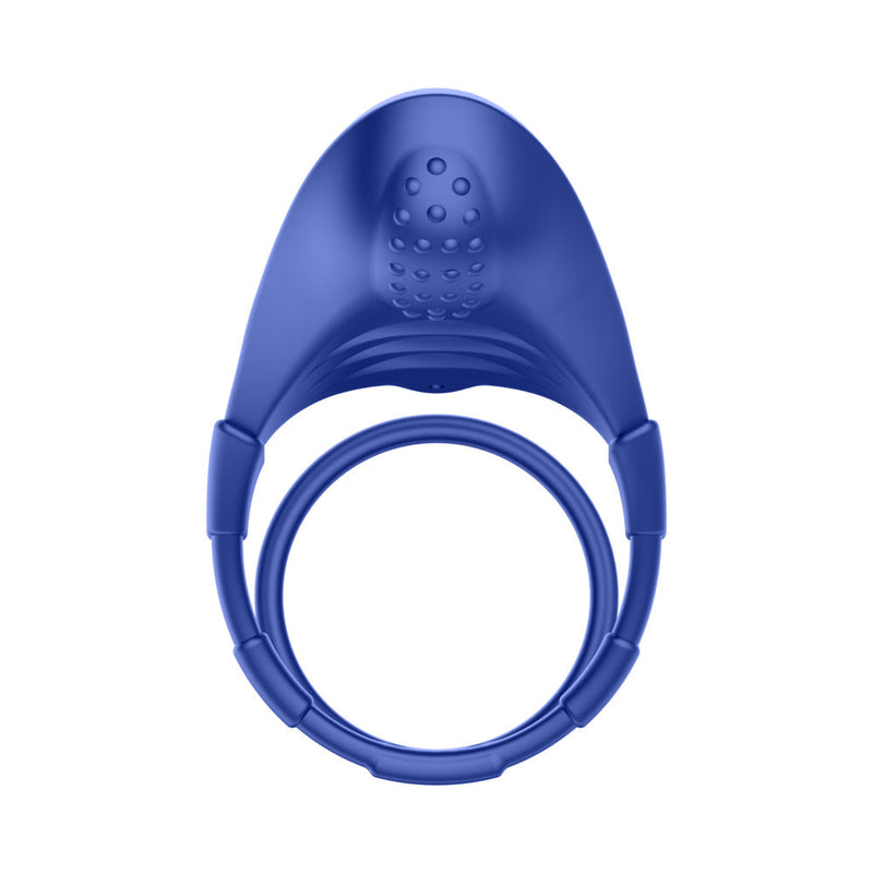 Forto F-48 Rechargeable Silicone Perineum Vibrating Double Cockring Blue