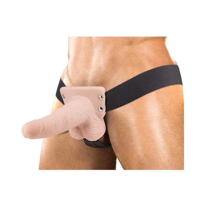 Erection Assistant Hollow Strap-On Vibrating 6 in. White