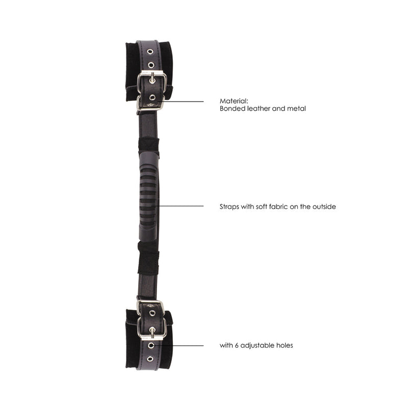 Ouch! Black & White Adjustable Bonded Leather Wrist Cuffs With Handle Black