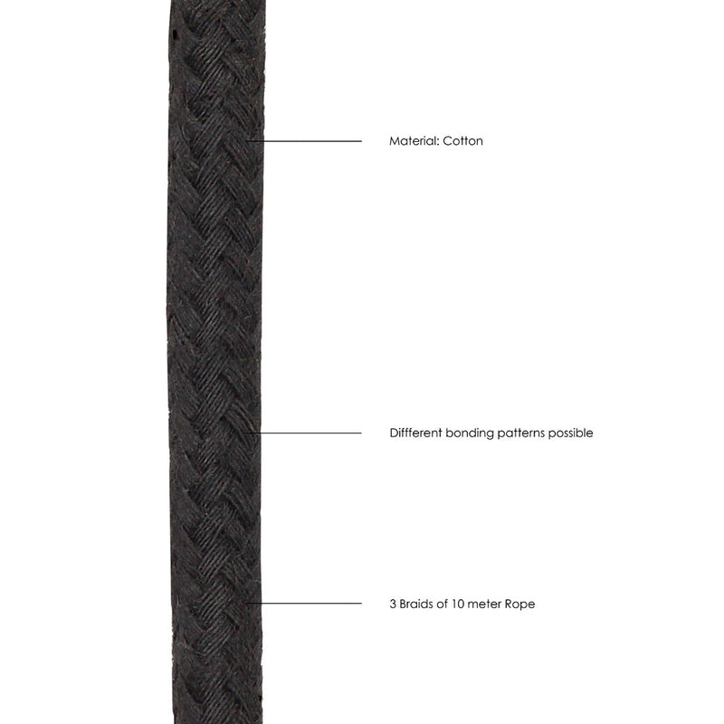 Ouch! Black & White Japanese Rope 10 m / 33 ' Black