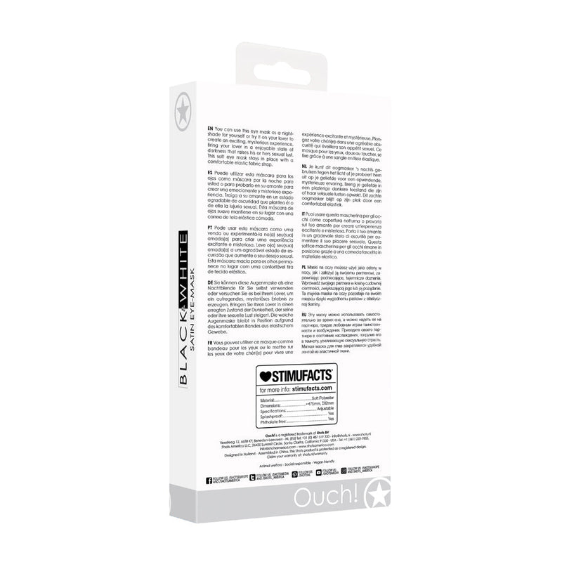 Ouch! Black & White Satin Eye Mask Blindfold Black