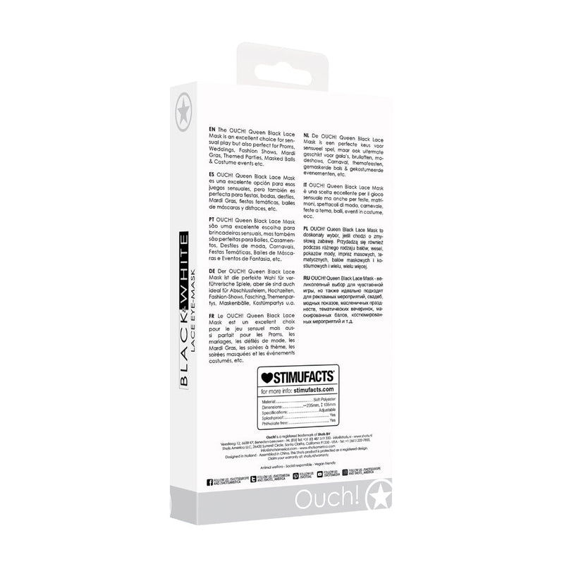 Ouch! Black & White Queen Lace Eye Mask Black