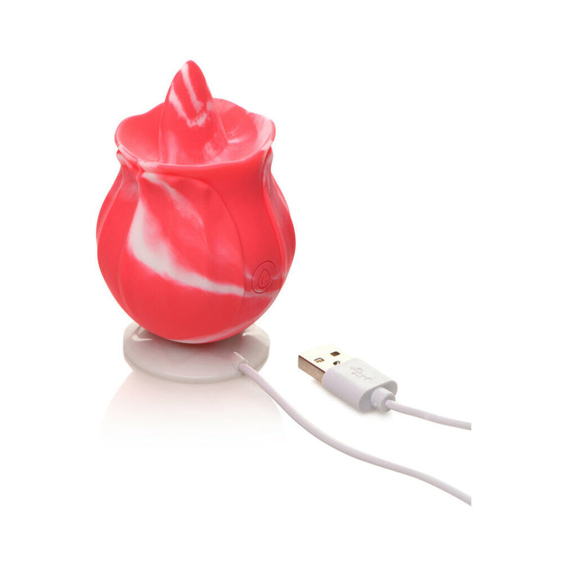 Curve Toys Gossip Cum Into Bloom Rechargeable Silicone Licking Rose Pink Twirl