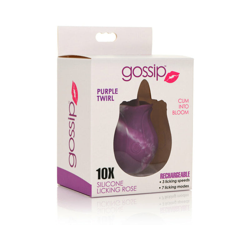 Curve Toys Gossip Cum Into Bloom Rechargeable Silicone Licking Rose Purple Twirl