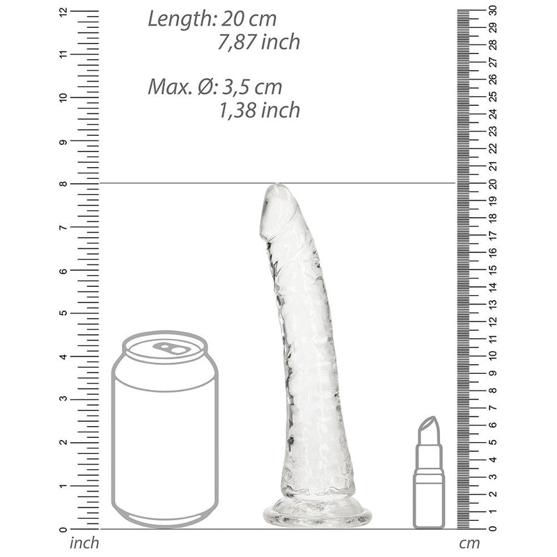 RealRock Crystal Clear Slim 7 in. Dildo Clear